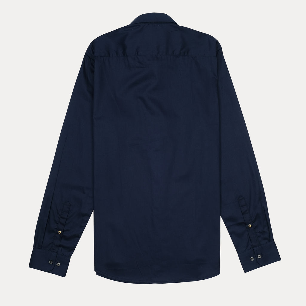 RARE RABBIT Elegant Midnight Blue Cotton Shirt