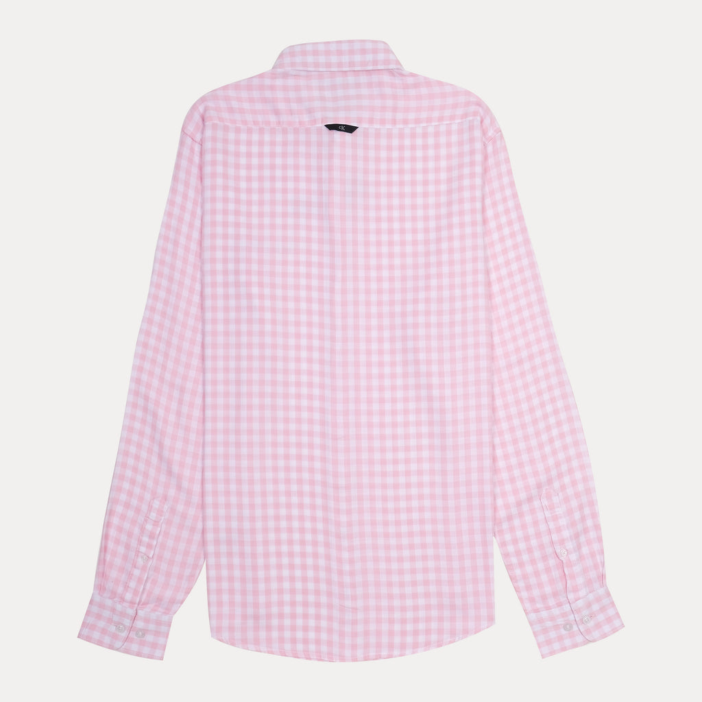 Calvin Klein Charming Gingham Button-Up Shirt in Blush Pink