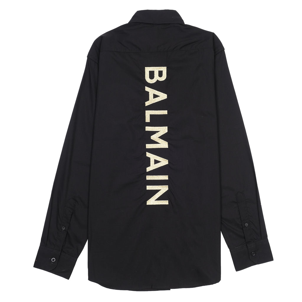 Balmain Elegant Noir Embroidered Shirt