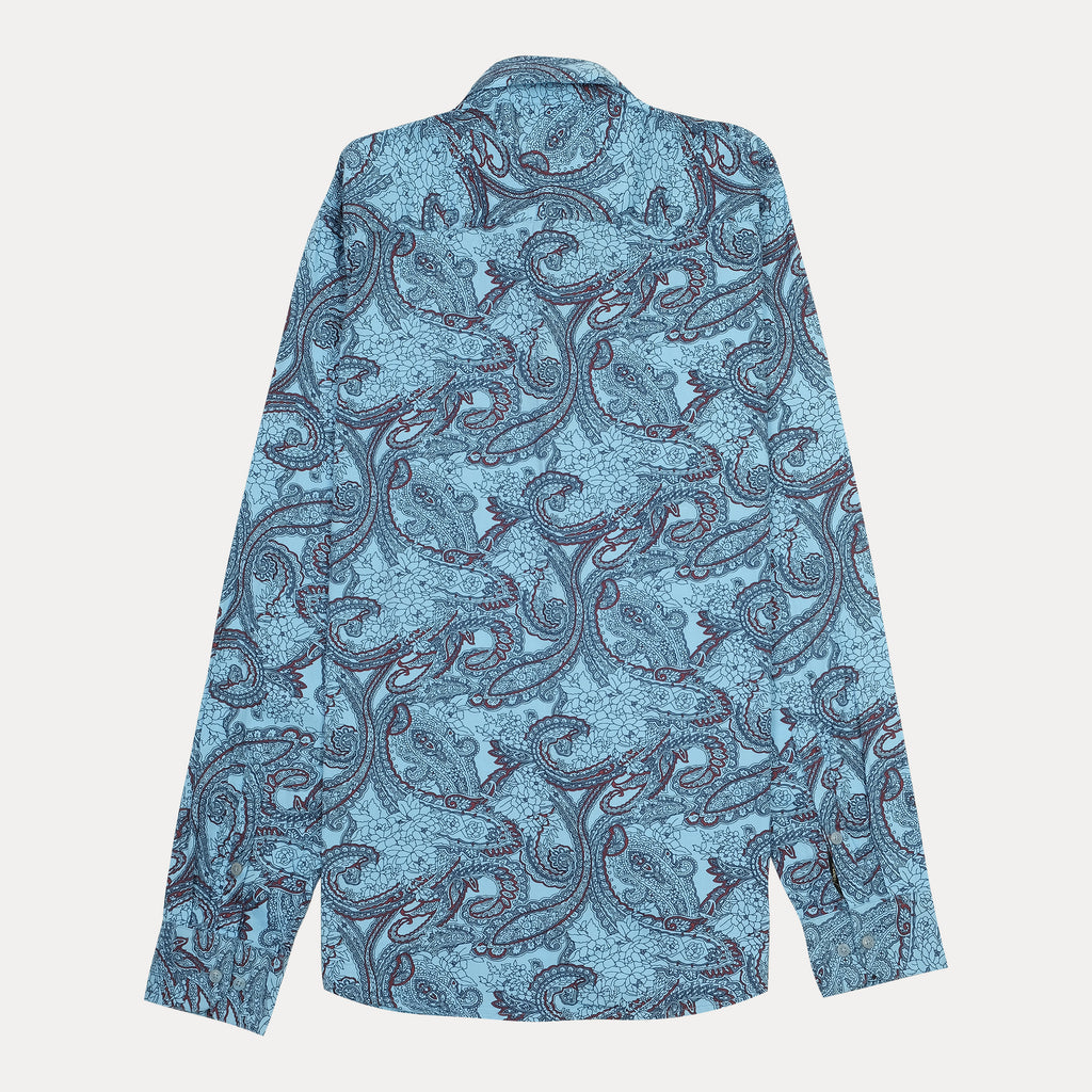 RARE RABBIT Blue Paisley Print Long Sleeve Shirt