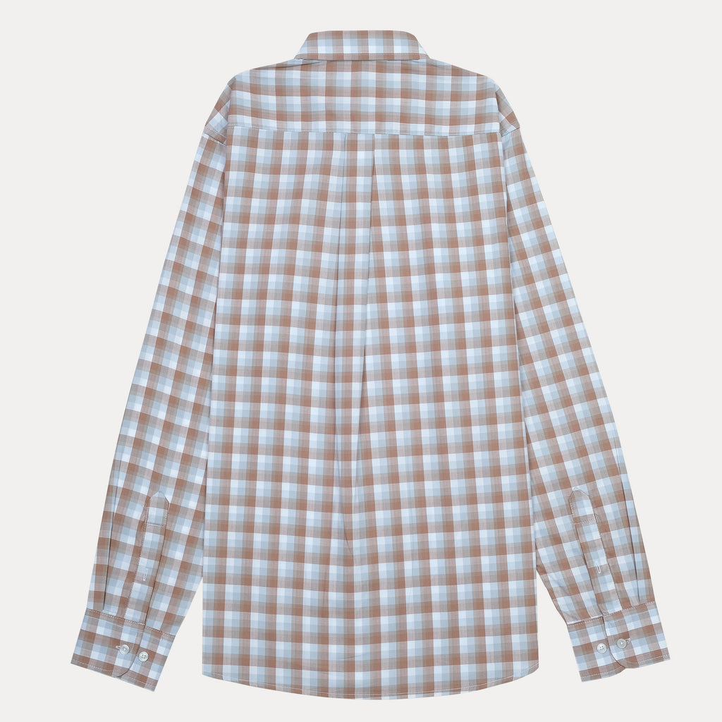 Lacoste Classic Gingham Charm Shirt in Earthy Biscotti