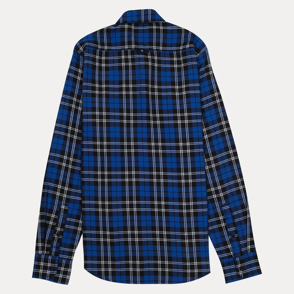 Calvin Klein Men's Blue Plaid Long Sleeve Shirt
