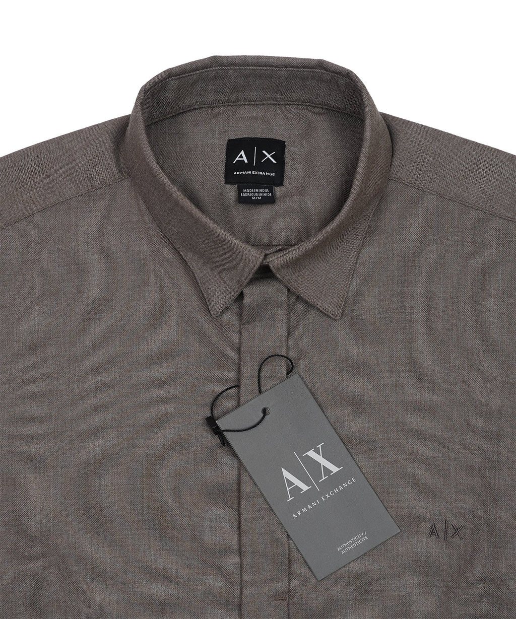 Armani Exchange Effortlessly Chic Button-Up Shirt in Charcoal Whisper