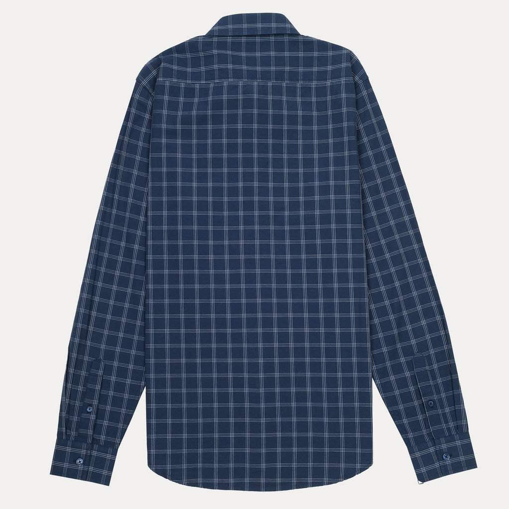 Lacoste Slim Fit Nautical Plaid Shirt in Deep Ocean Blue