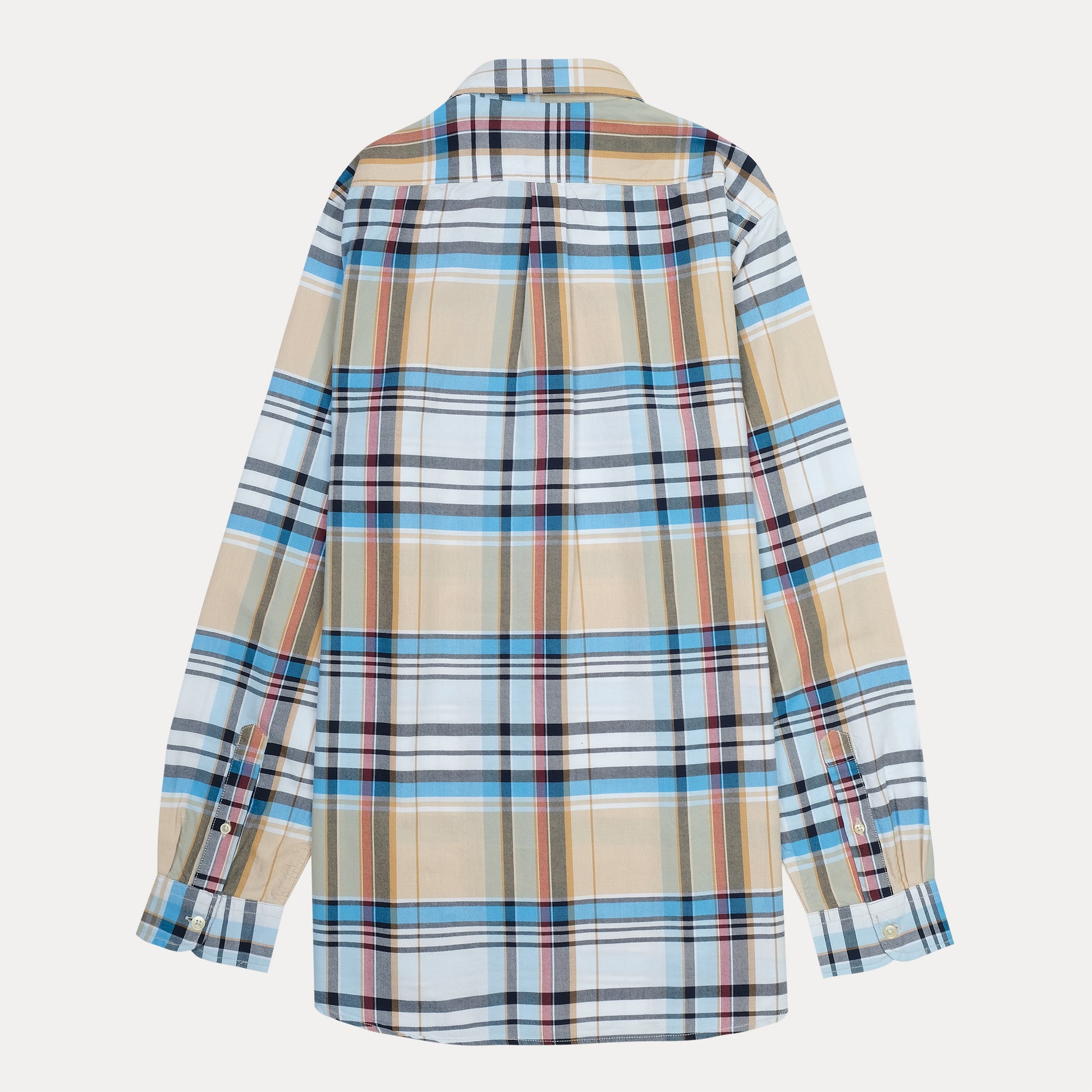 Polo Ralph Lauren Custom Fit Plaid Shirt in Soft Sand and Sky Blue