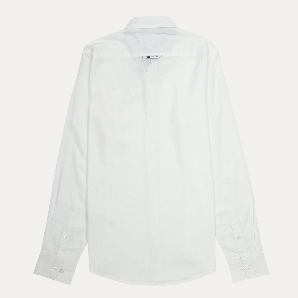 Tommy Jeans Effortlessly Elegant Linen Shirt in Crisp Cloud White