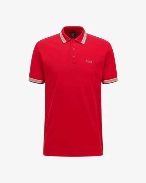 BOSS Crimson Blaze Slim Fit Contrast Trim Polo Shirt