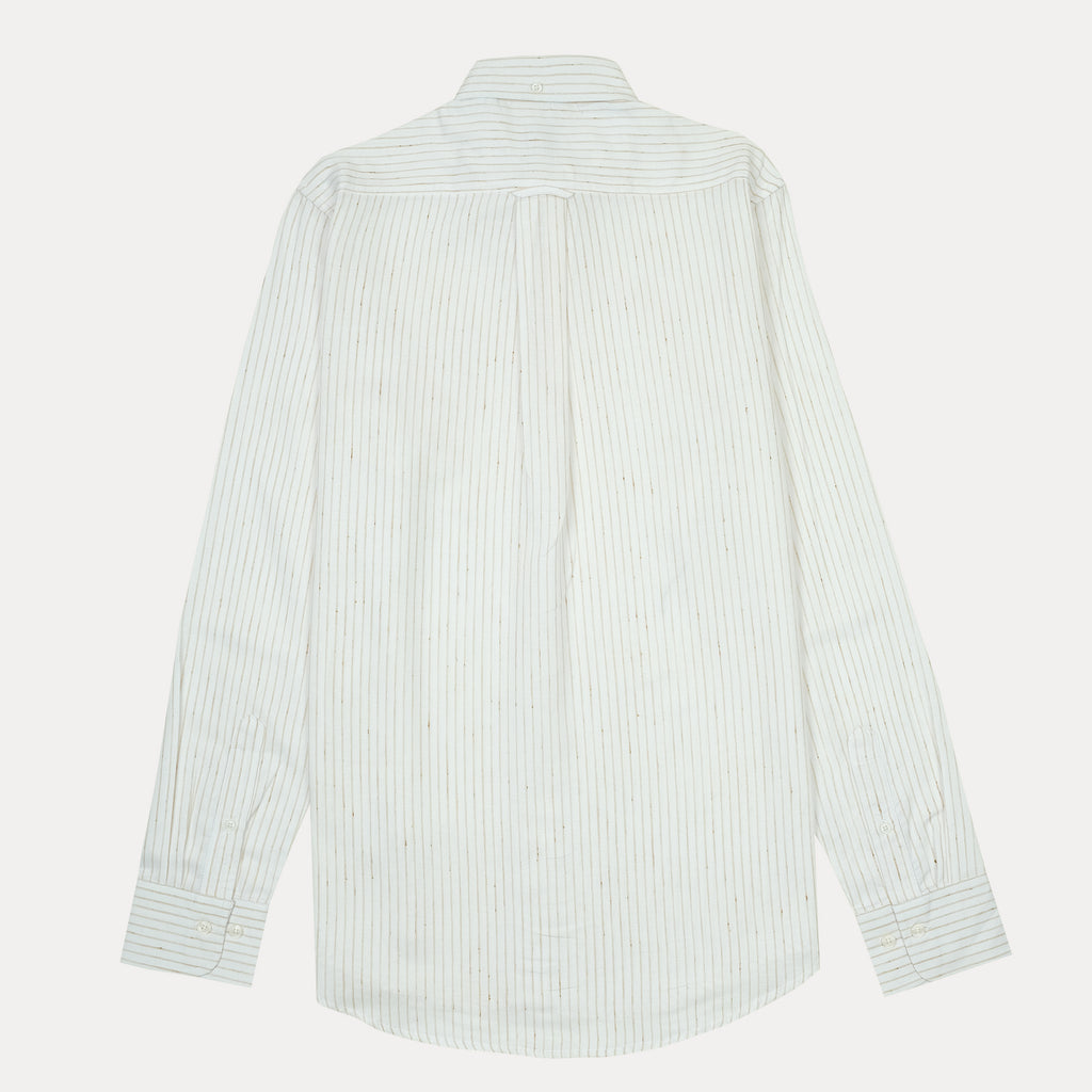 [Mélange Slub Linen] GANT Elegant Melange Striped Shirt in Whispering White