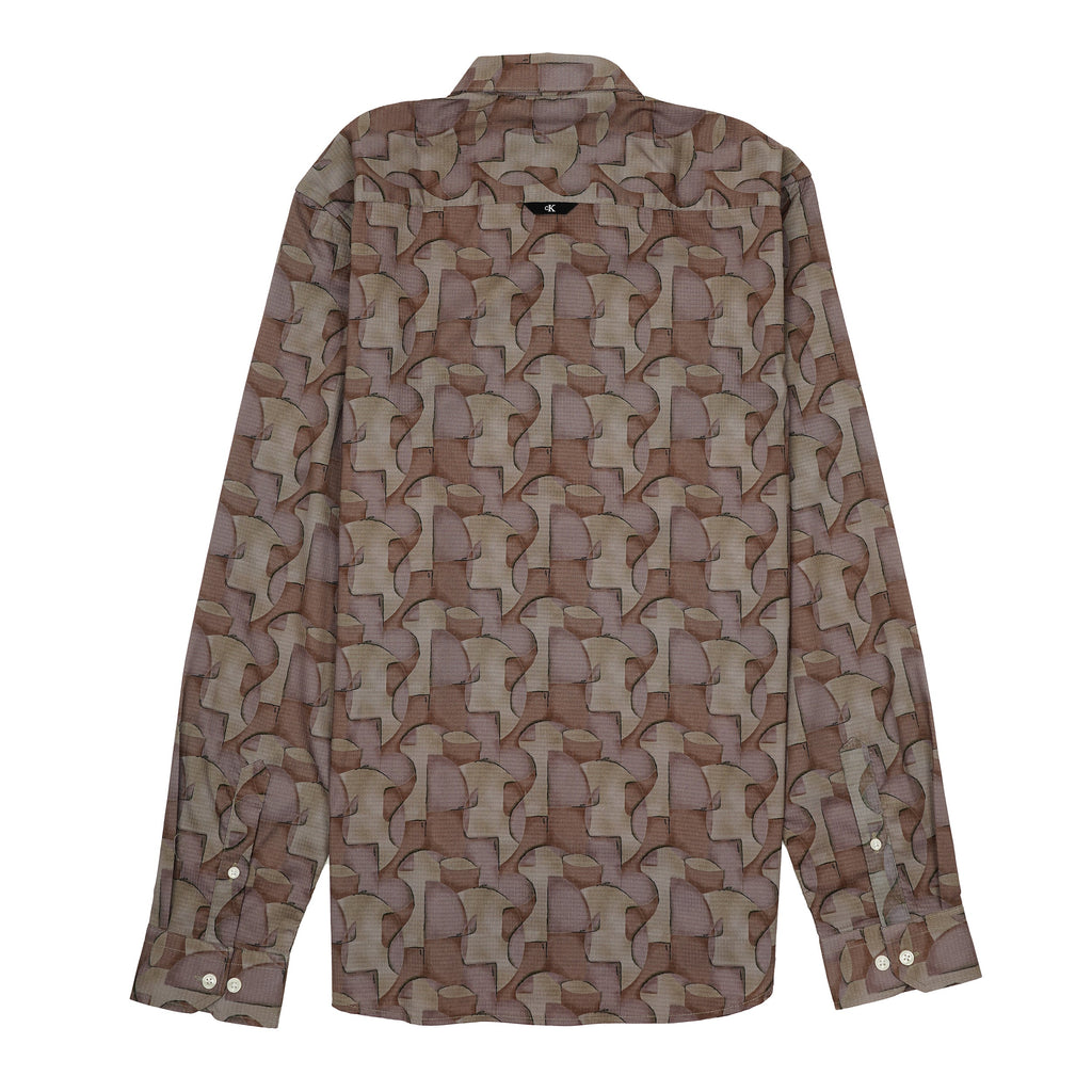 CALVIN KLEIN Prismatic Pearl Modern Fit Long Sleeve Button-Up Shirt