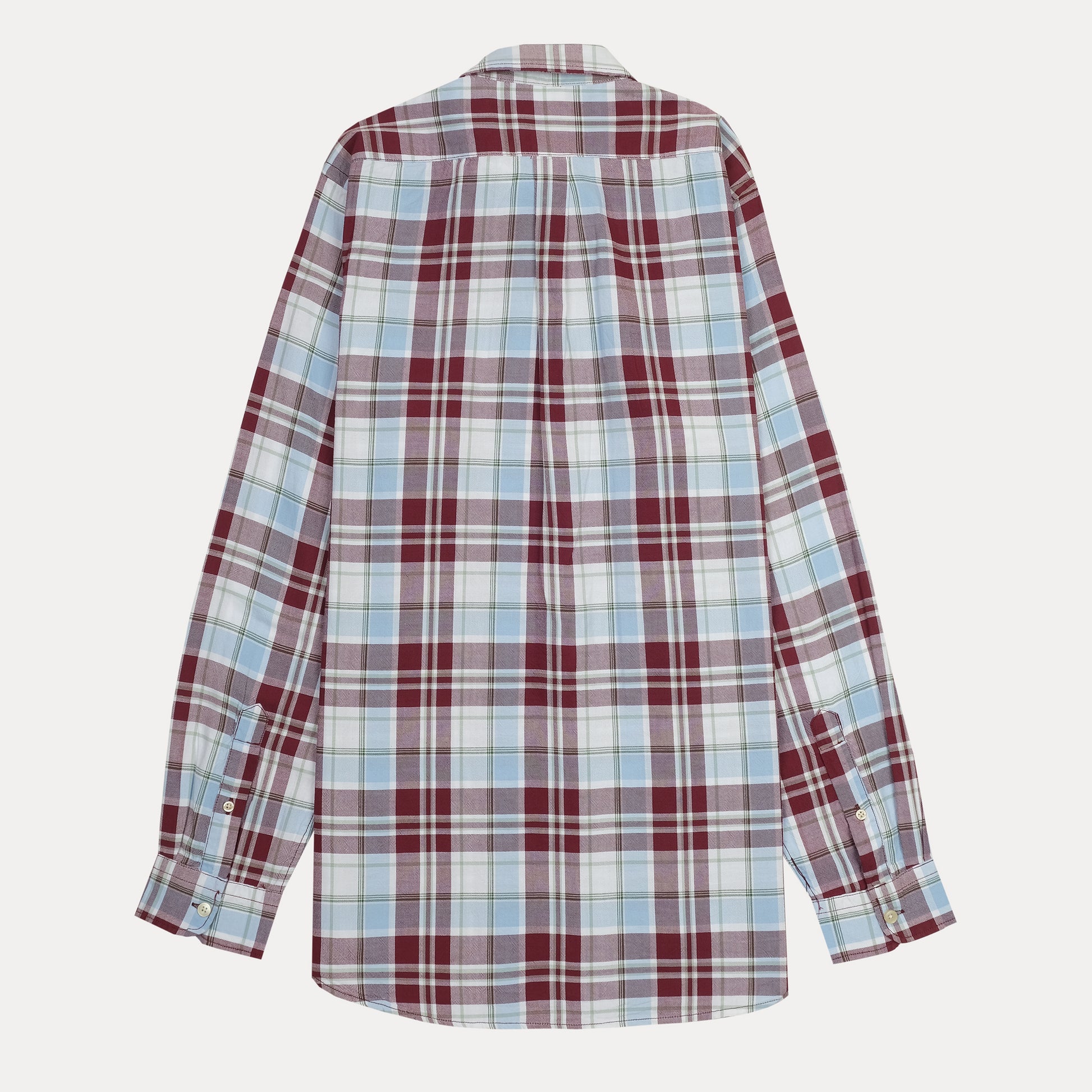 Polo Ralph Lauren Custom Fit Plaid Shirt in Serene Sky and Burgundy