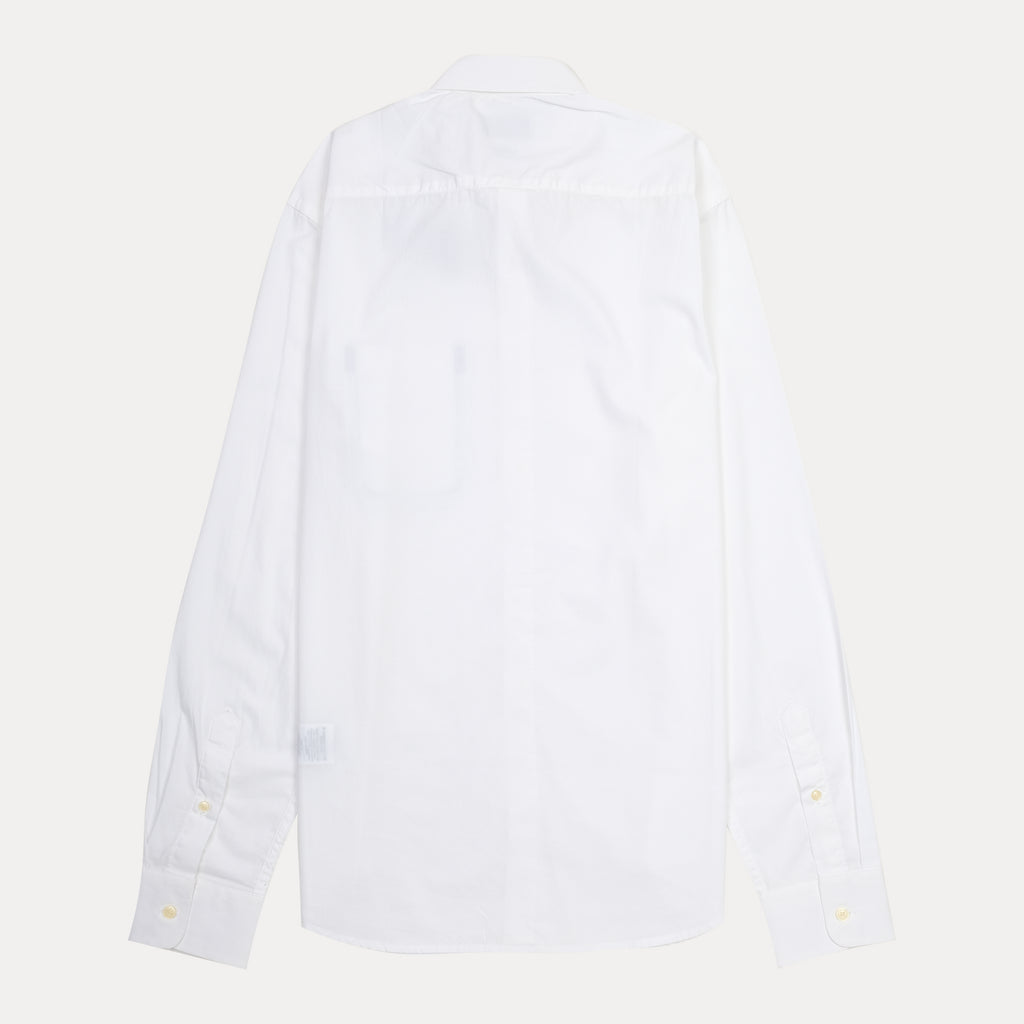 HACKETT Elegant Whisper White Slim Fit Shirt with Navy Pocket Detail