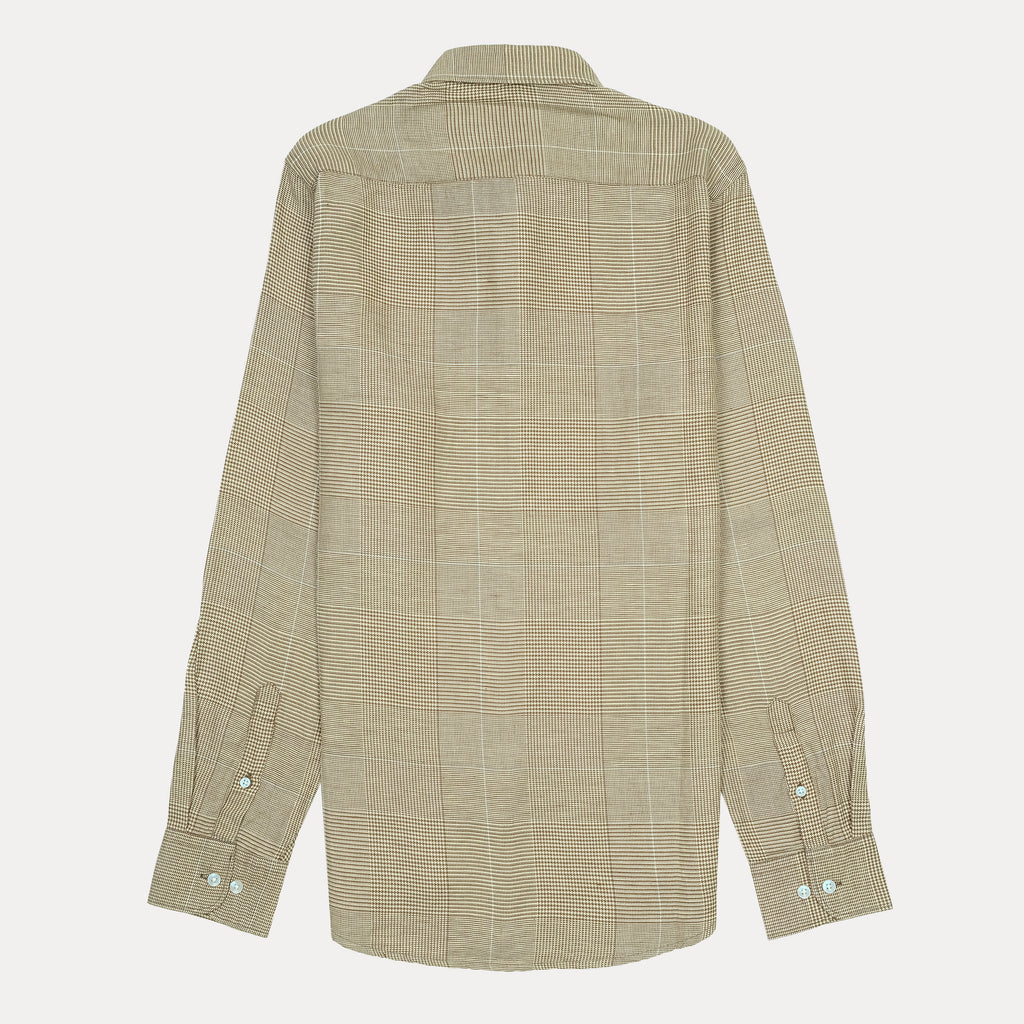 HACKETT Earthy Elegance Slim Fit Linen Checkered Shirt