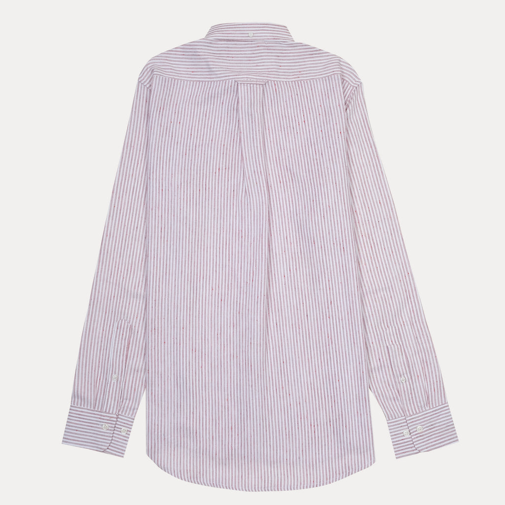 [M��lange Slub Linen] GANT Melange Stripe Delight Shirt - A Charming Blend of Soft Blush and Whispering White