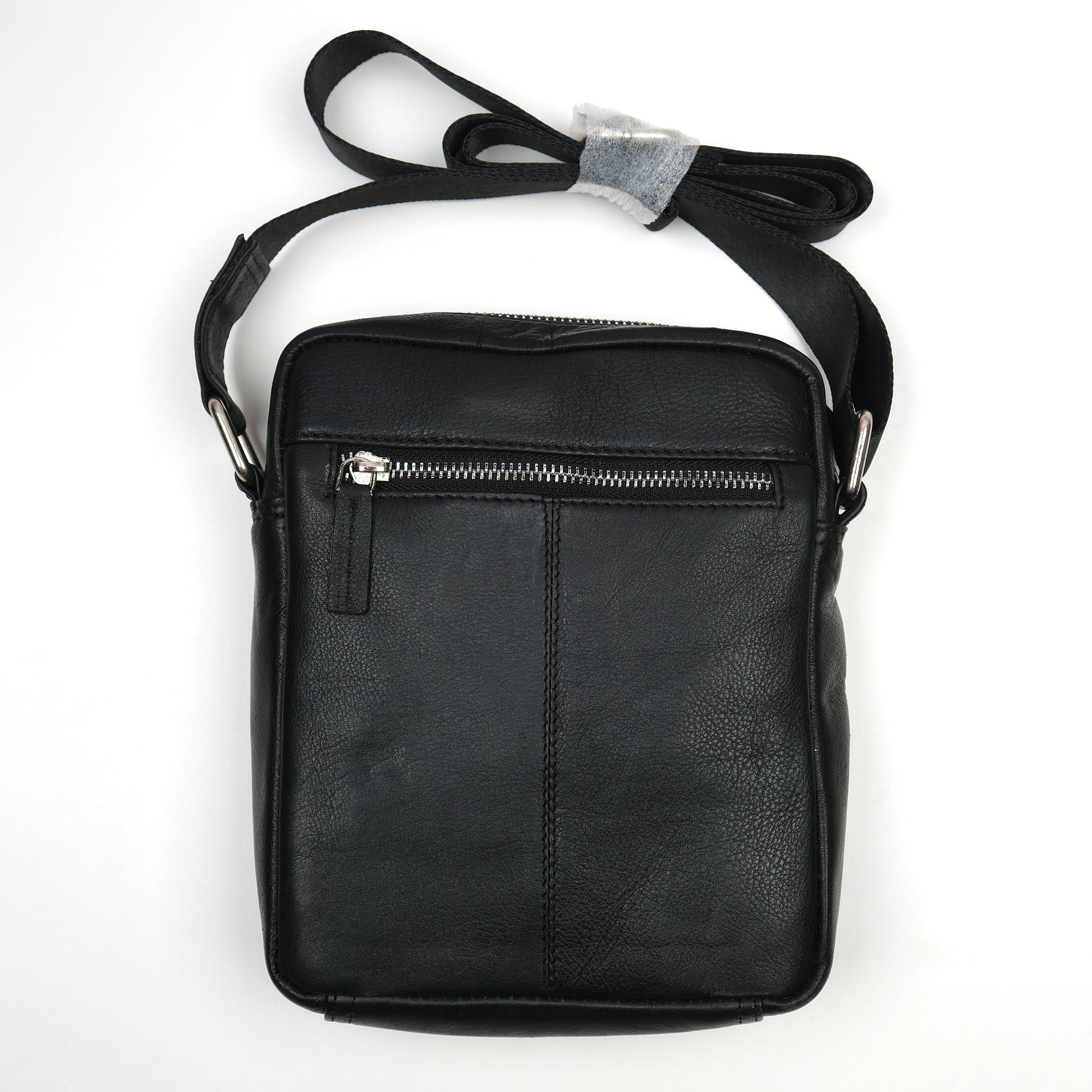 TOMMY HILFIGER Sleek Black Leather Crossbody Bag