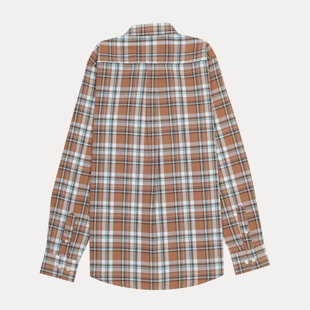 U.S. Polo Assn. Premium Cotton Tailored Fit Plaid Shirt in Rustic Copper