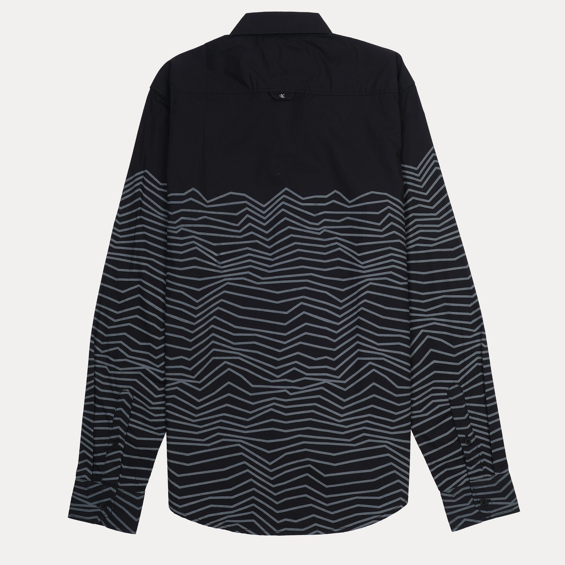 Calvin Klein Striking Waves Button-Up Shirt in Midnight Black
