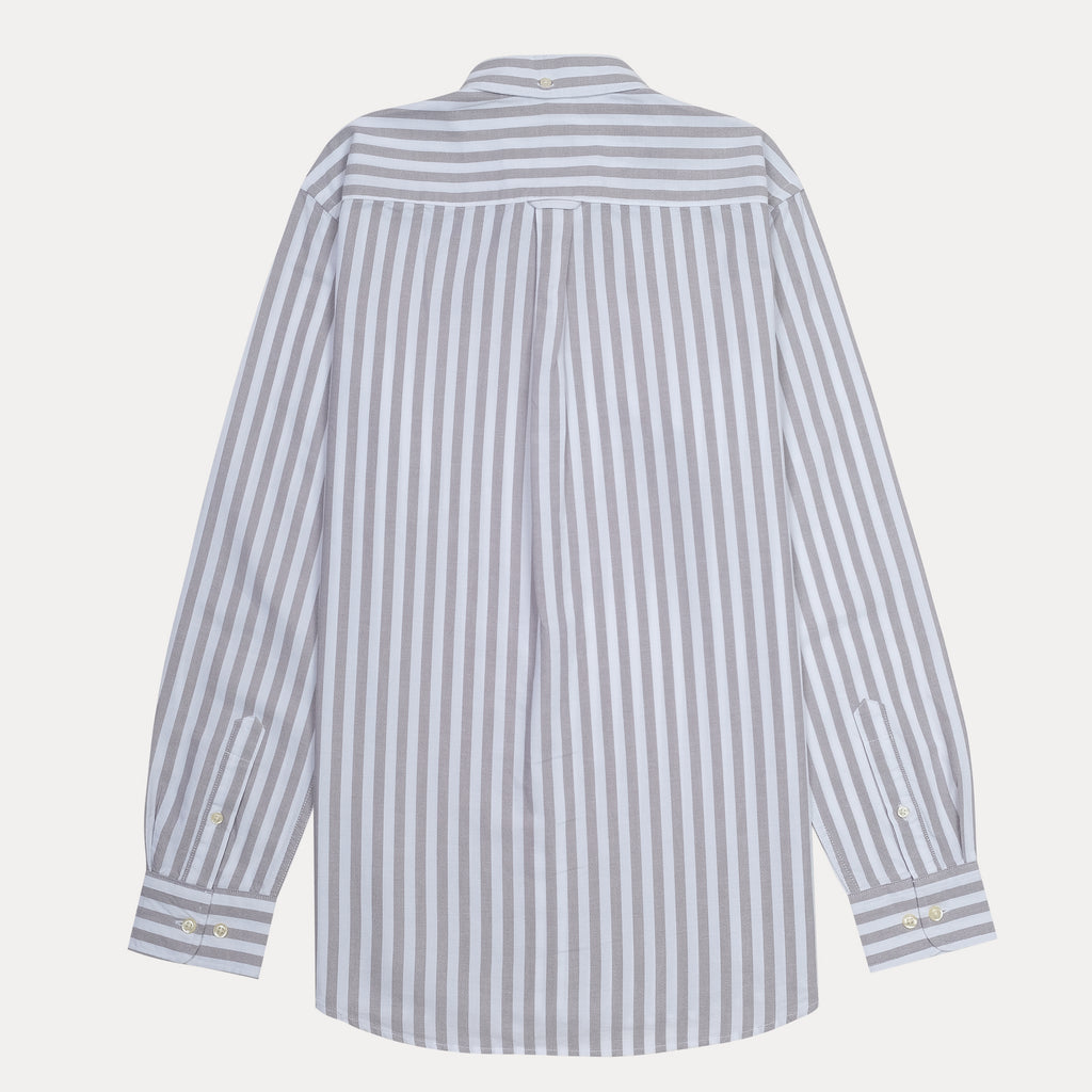 GANT Tech Prep Striped Shirt in Soft Taupe and Whisper White