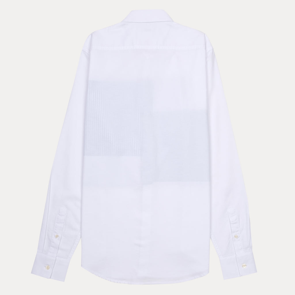 Lacoste Slim Fit Whimsical Waves Button-Up Shirt in Crisp Cloud White and Serene Sky Blue