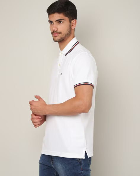 TOMMY HILFIGER Pure Snow Classic Fit Striped Collar Polo