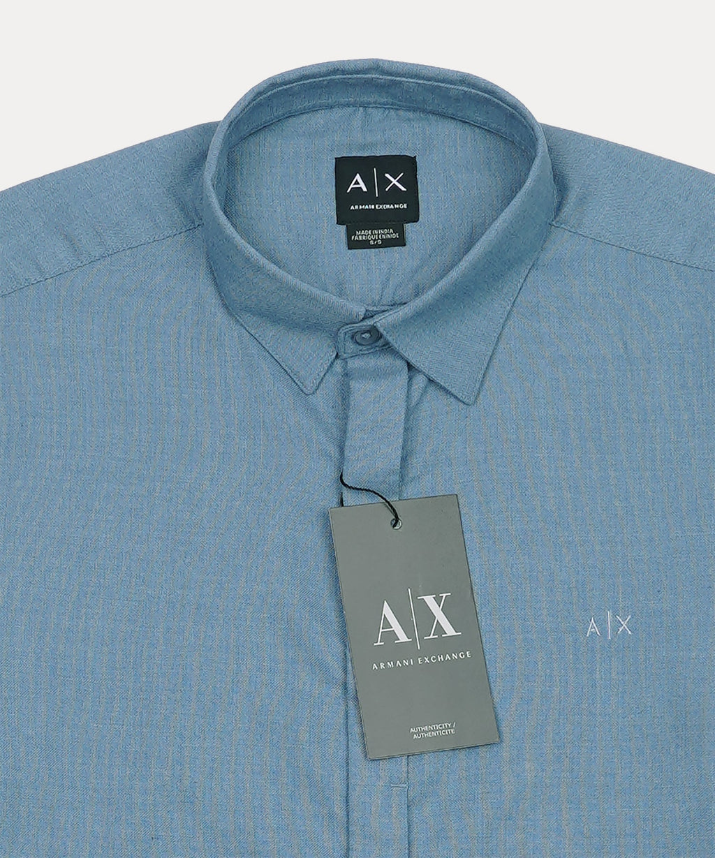 A|X Tranquil Azure Tailored Fit Long Sleeve Chambray Shirt