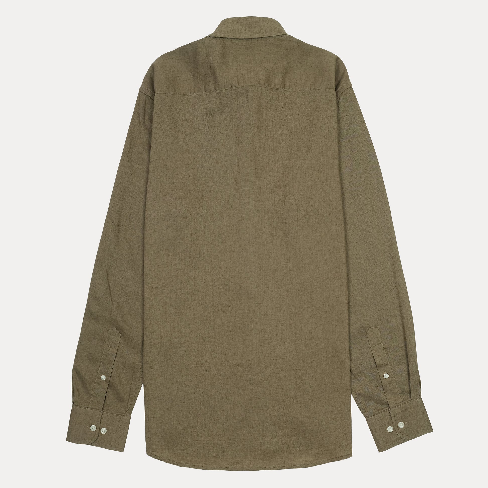 Tommy Hilfiger Earthy Olive Regular Fit Button-Up Linen Shirt
