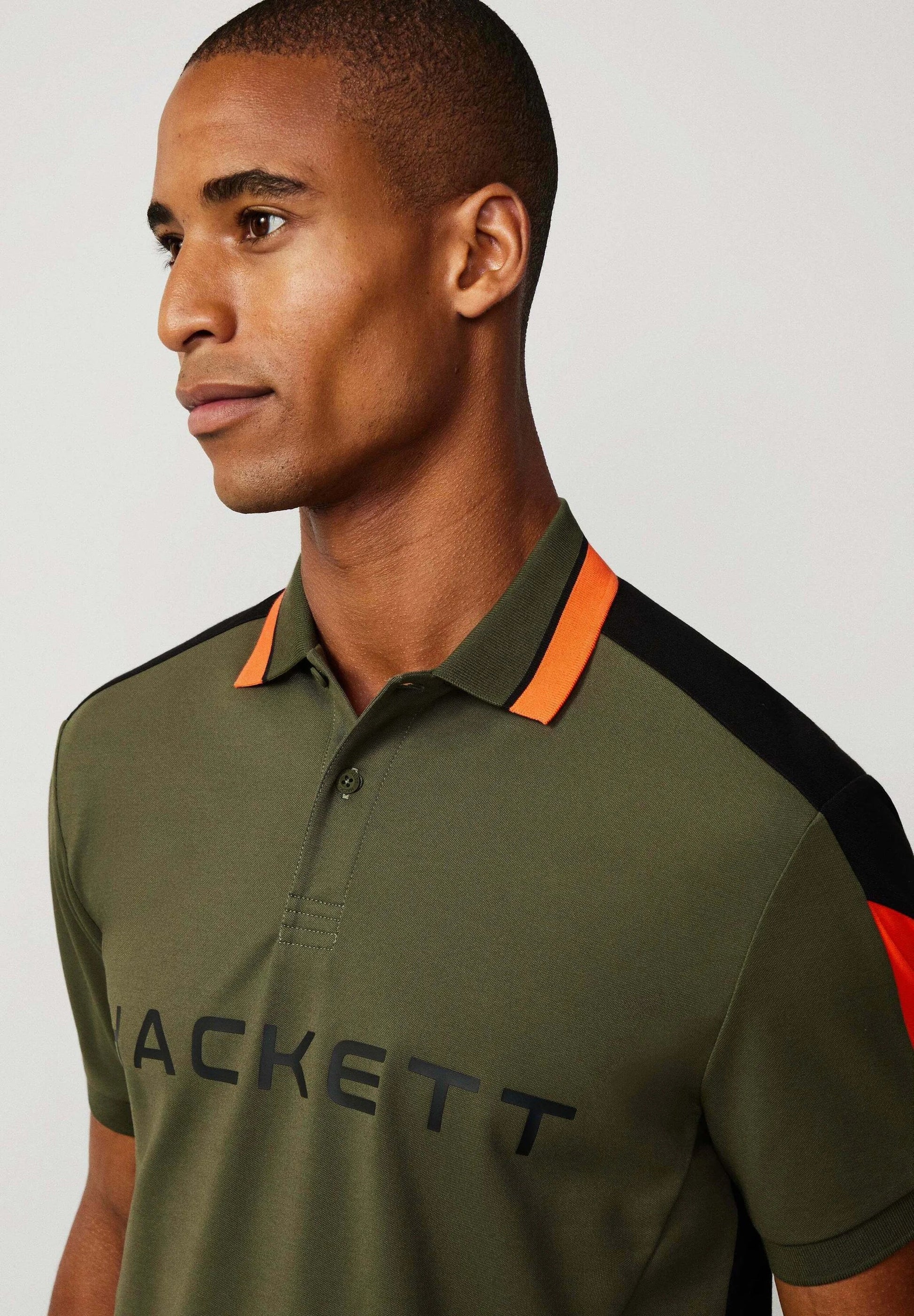 HACKETT Radiant Emerald Tailored Fit Color-Block Piqué Polo Shirt