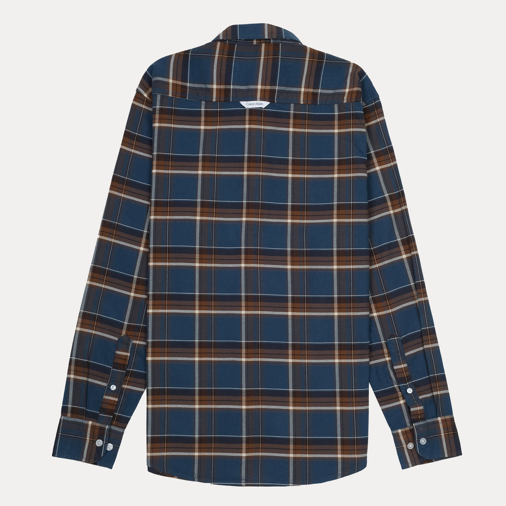 Calvin Klein Jeans Rustic Plaid Charm Shirt in Deep Ocean Blue