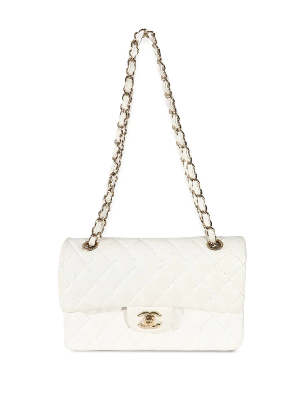 Chanel Classic Quilted White Leather Flap Bag