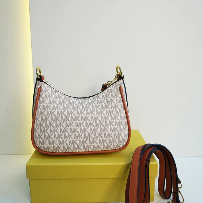 Michael Kors Signature Logo Hobo Bag with Chain Detail