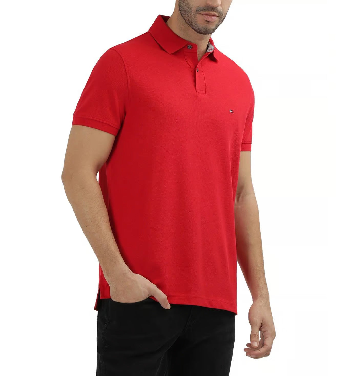 TOMMY HILFIGER Ember Red Classic Fit Short Sleeve Polo Shirt