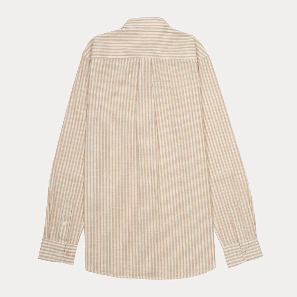 Lacoste Striped Elegance Slim Fit Shirt in Creamy Caramel