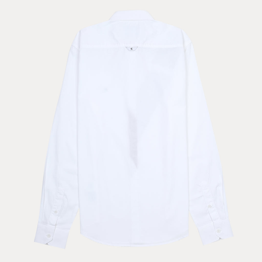 Calvin Klein Chic White & Tan Geometric Button-Up Shirt