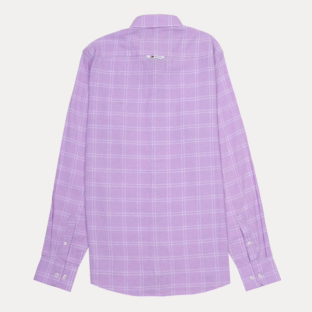 Tommy Jeans Linen Effervescent Lilac Plaid Button-Up Shirt