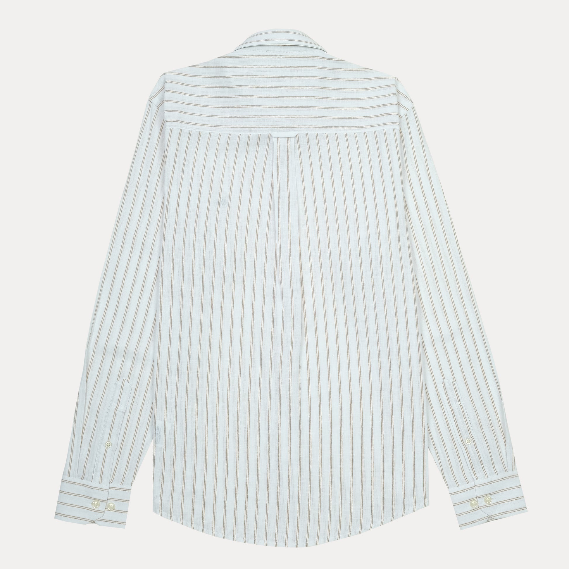 Lacoste Slim Fit Striped Shirt in Whispering White & Golden Sand