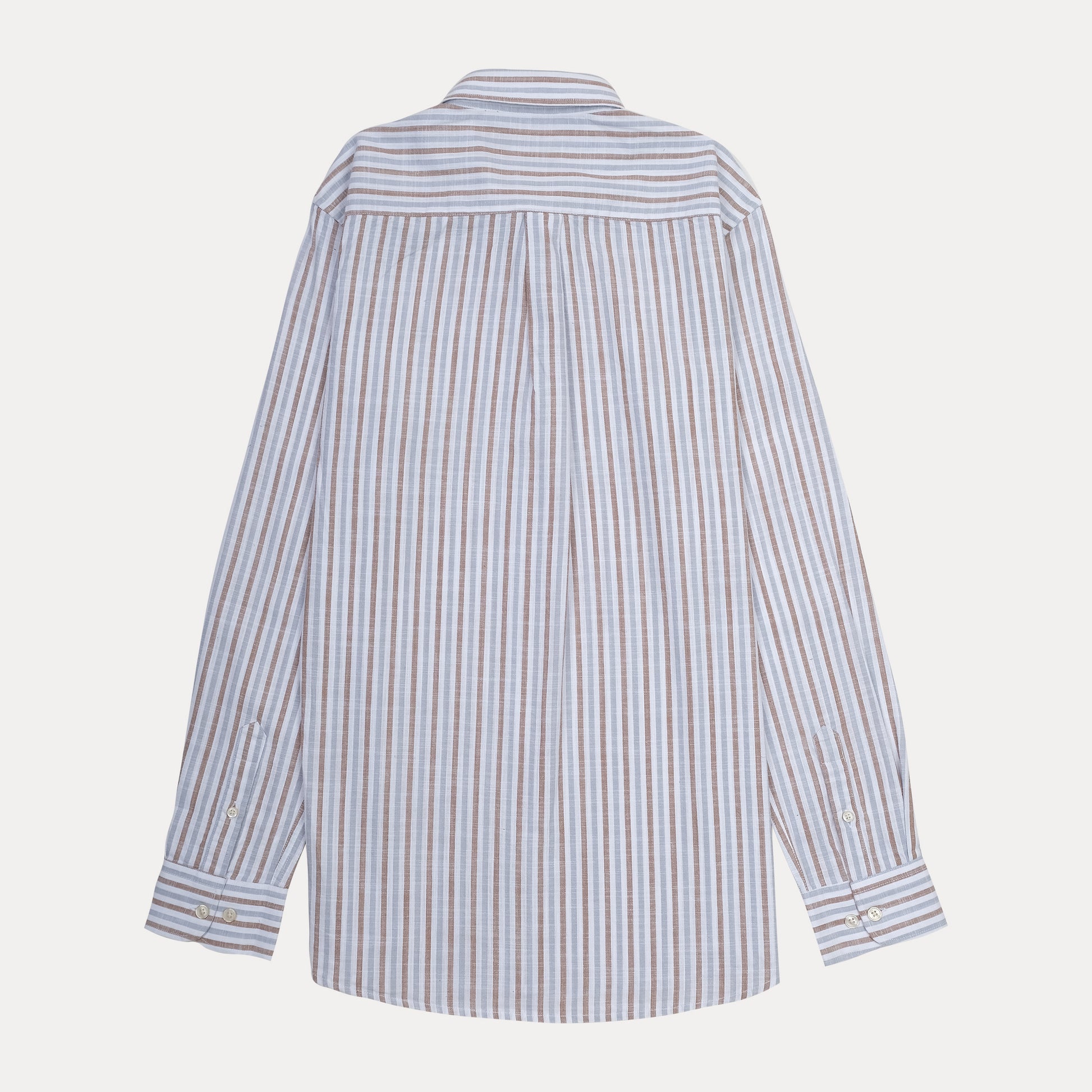 Lacoste Striped Elegance Slim Fit Shirt in Soft Sky and Cocoa