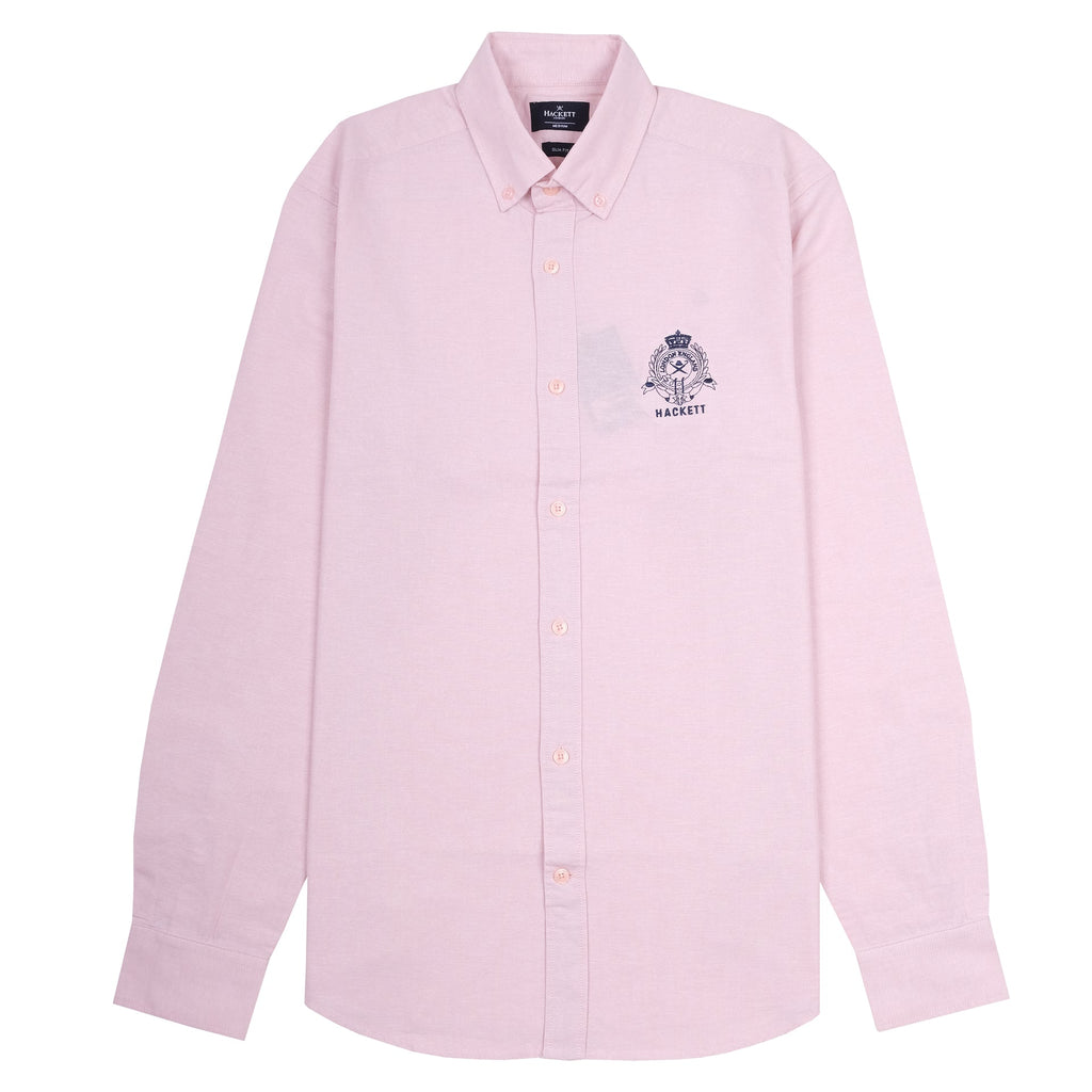 HACKETT Blush Petal Classic Fit Long Sleeve Button-Up Shirt with Embroidered Crest