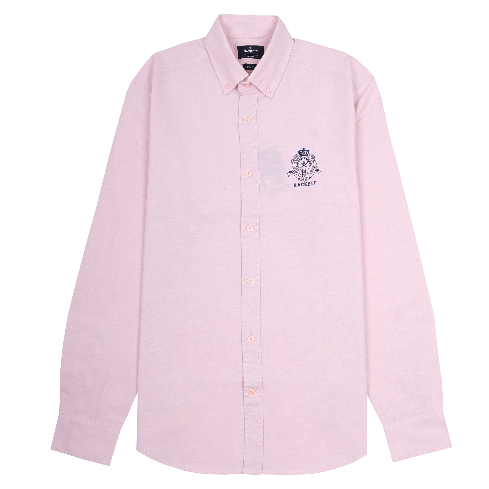 HACKETT Blush Petal Classic Fit Long Sleeve Button-Up Shirt with Embroidered Crest