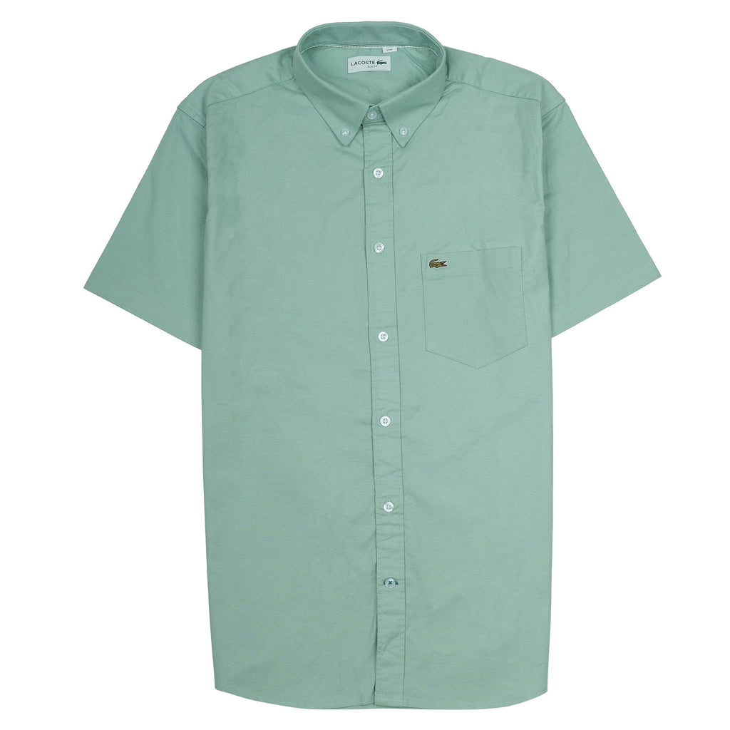 LACOSTE Serene Mint Classic Fit Short Sleeve Button-Up Shirt