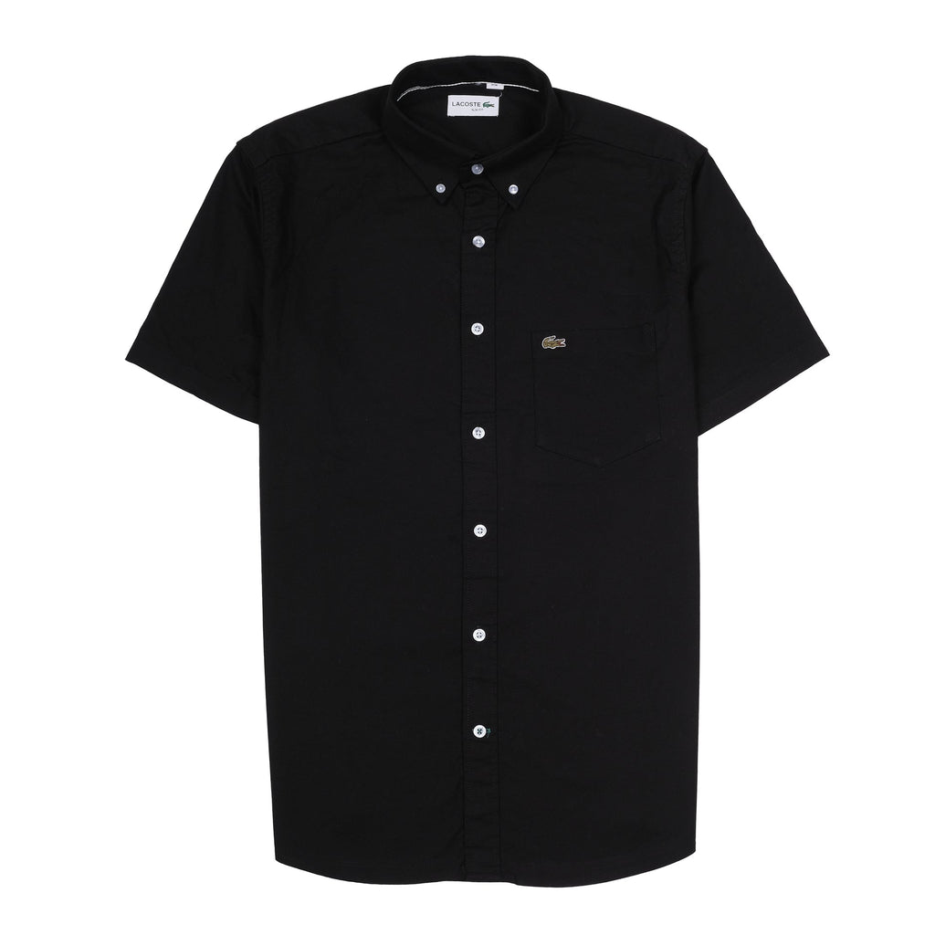 LACOSTE Onyx Noir Classic Fit Short Sleeve Button-Up Shirt