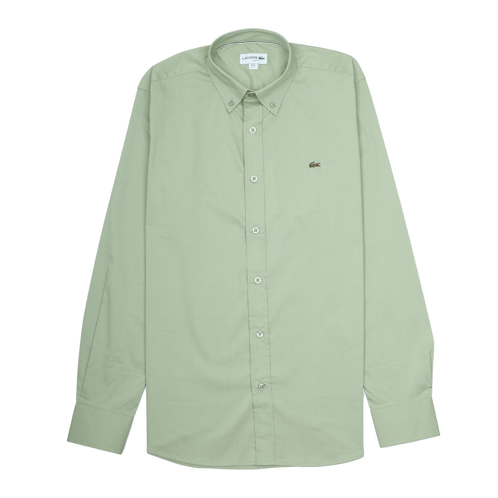 LACOSTE Sage Green Classic Fit Long Sleeve Button-Up Shirt