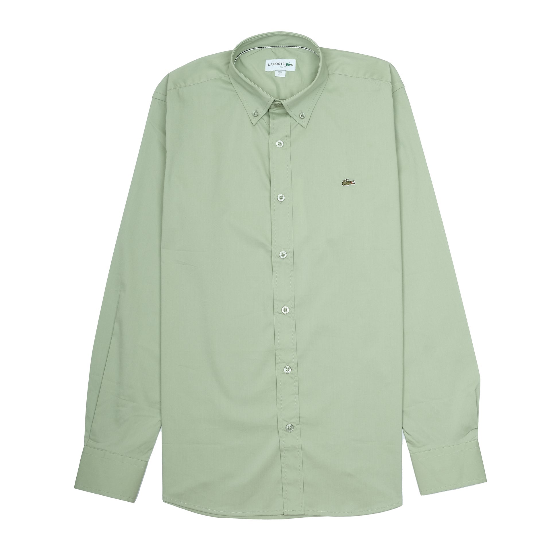 LACOSTE Sage Green Classic Fit Long Sleeve Button-Up Shirt