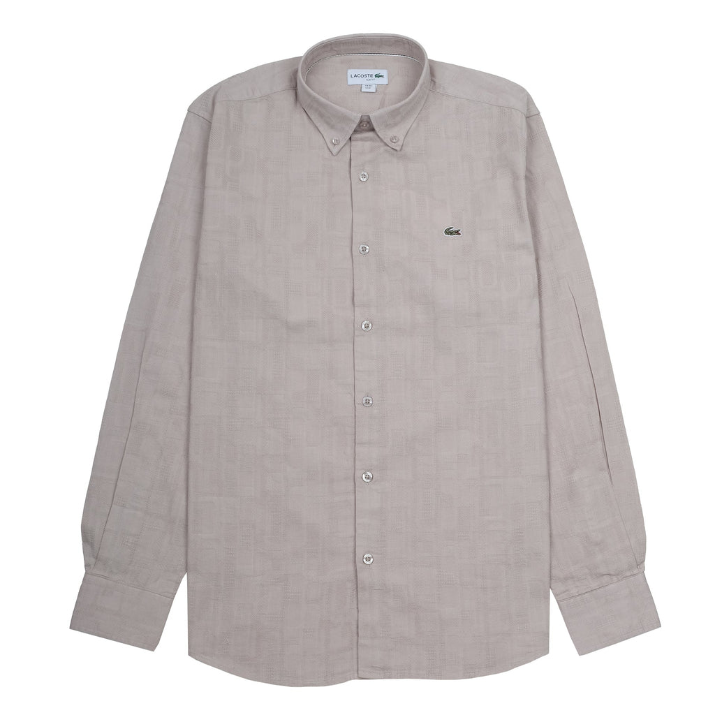 LACOSTE Sandstone Textured Regular Fit Long Sleeve Button-Up Shirt
