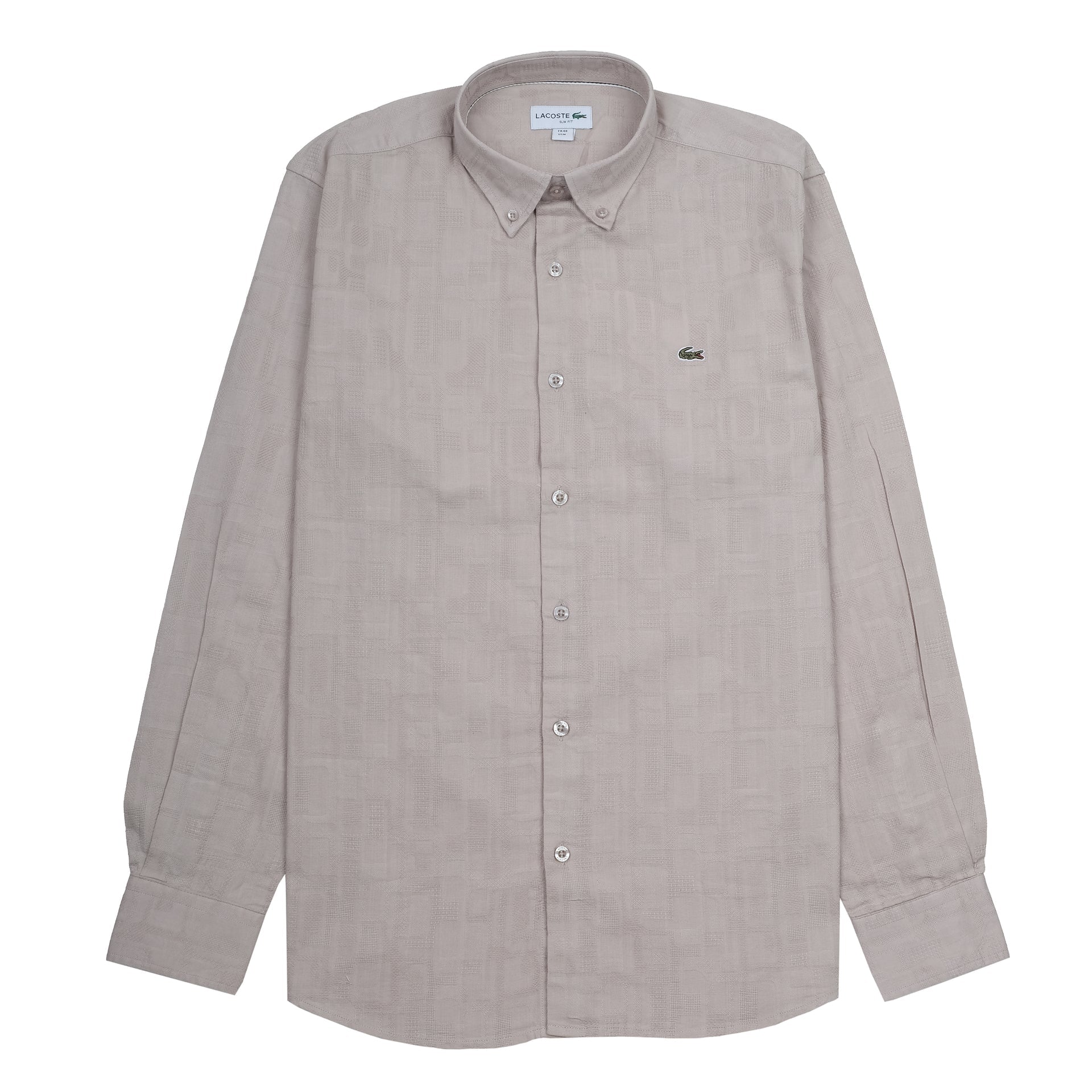 LACOSTE Sandstone Textured Regular Fit Long Sleeve Button-Up Shirt