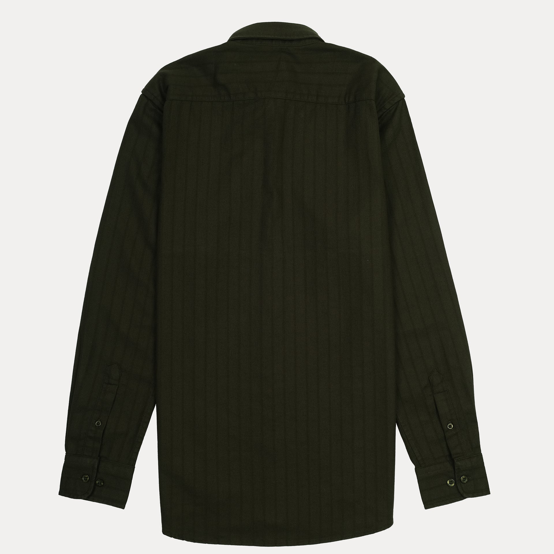 Lacoste Men's Long Sleeve Striped Button-Up Shirt in Olive Green