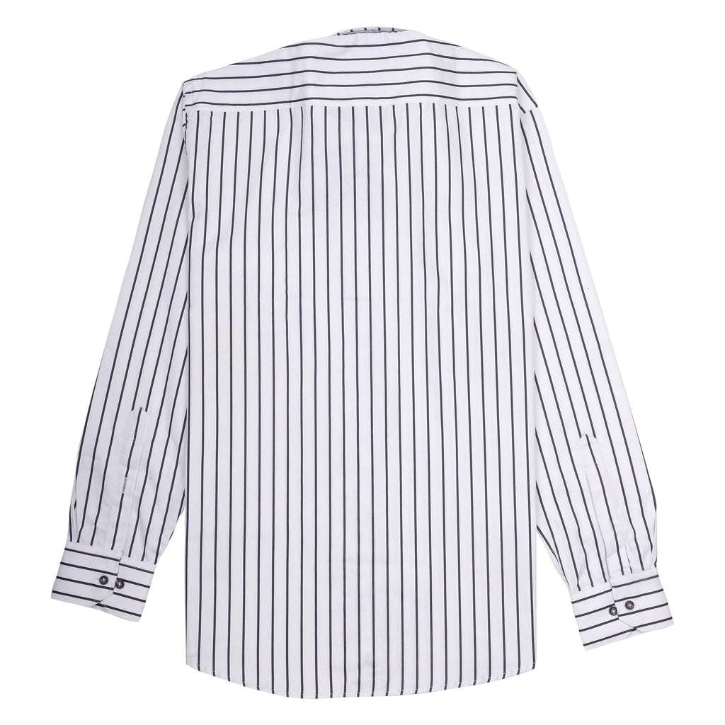 ARMANI EXCHANGE Crisp Ivory Striped Slim Fit Long Sleeve Shirt