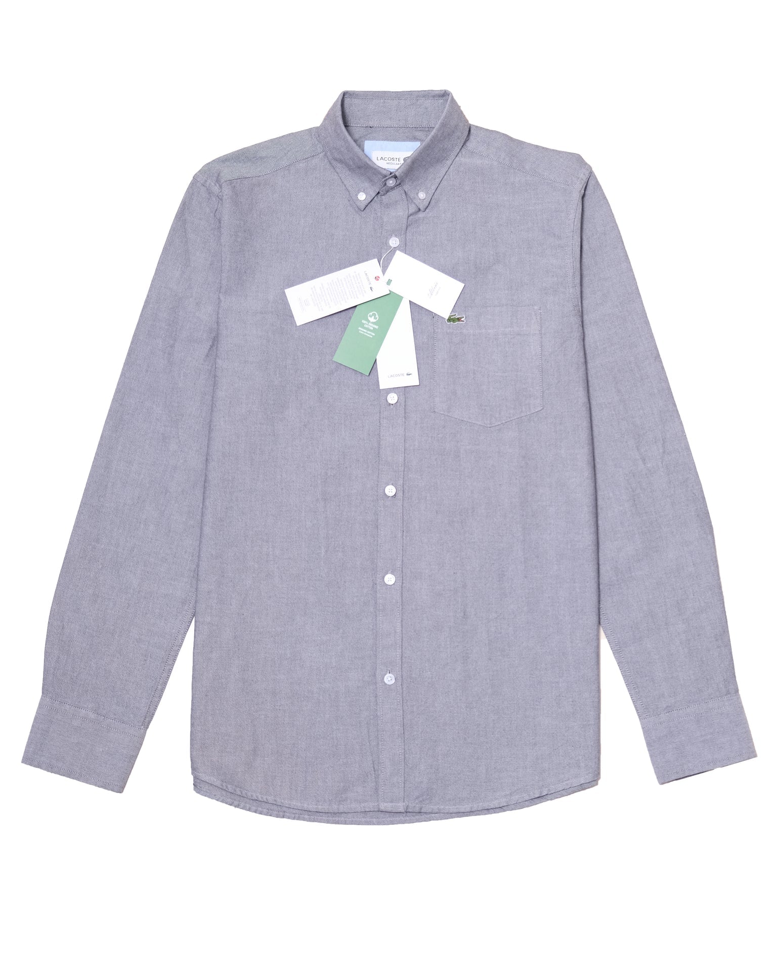 LACOSTE Misty Slate Classic Fit Long Sleeve Button-Down Shirt
