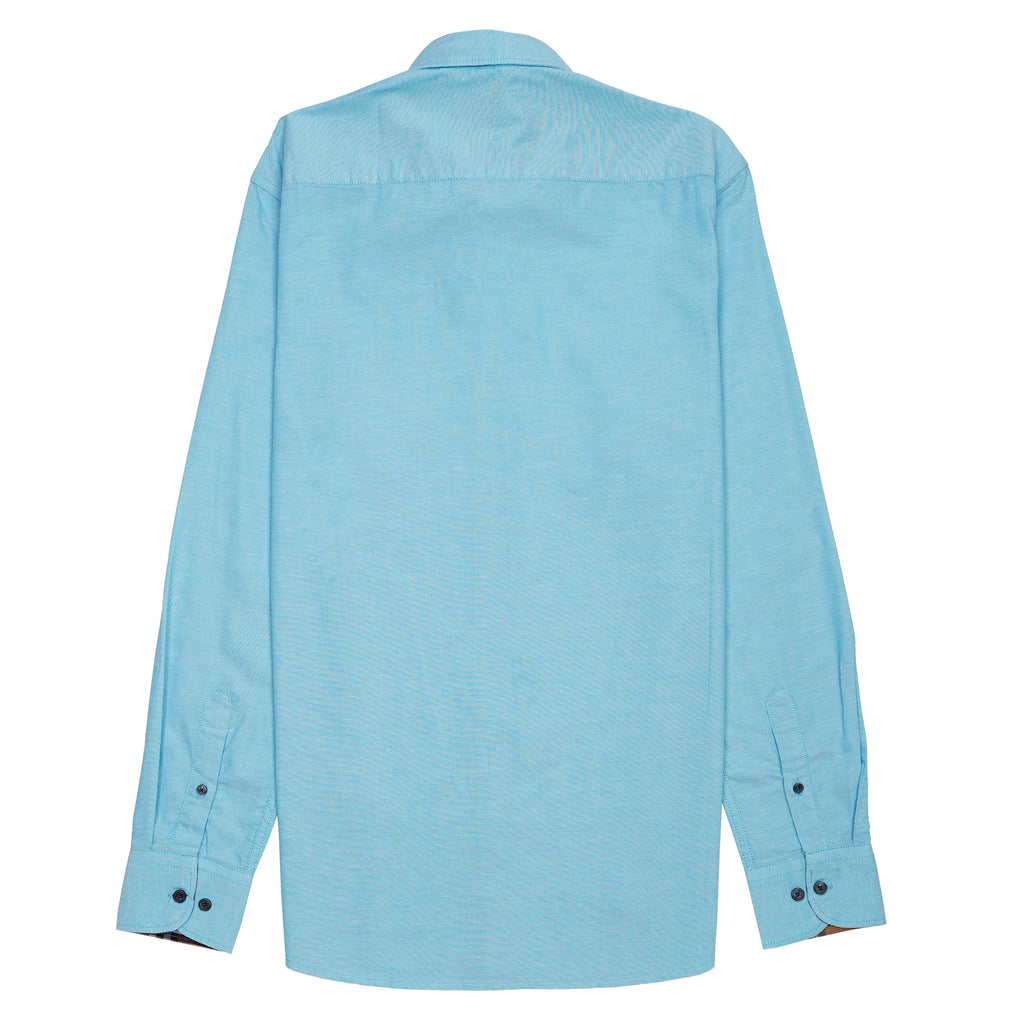 BURBERRY Opulent Turquoise Tailored Fit Long Sleeve Button-Up Shirt