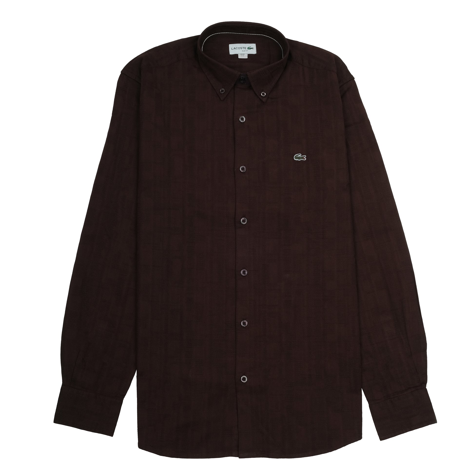 LACOSTE Rich Mahogany Slim Fit Long Sleeve Shirt