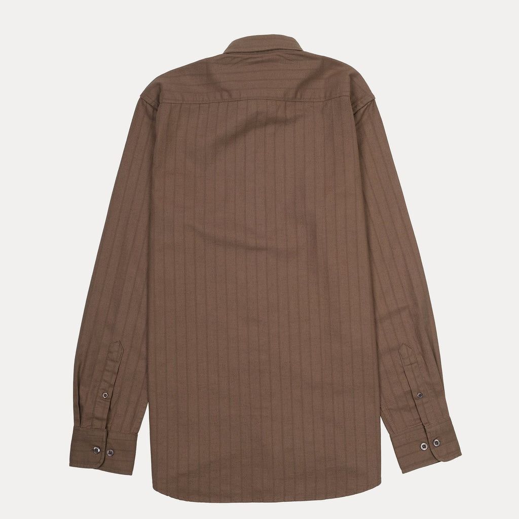 Lacoste Classic Fit Striped Button-Up Shirt in Brown