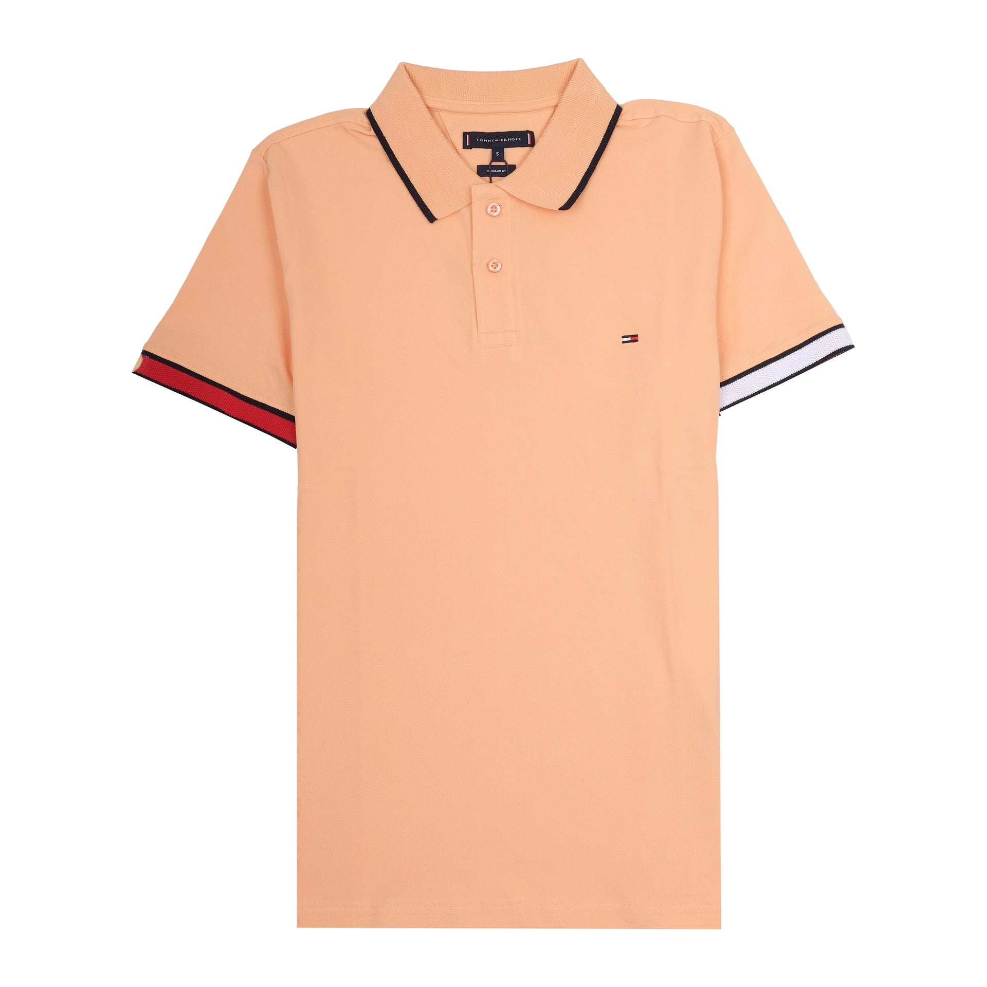 TOMMY HILFIGER Sunset Coral Classic Fit Color-Block Polo Shirt